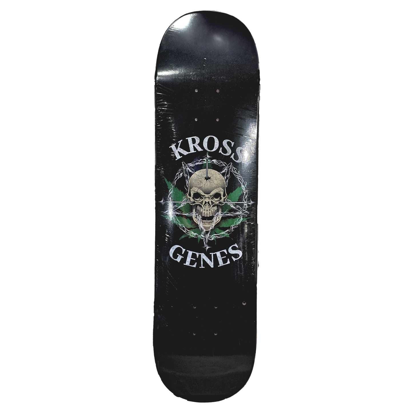 Kross Genes “Thorned Skull” Skateboard Deck – Black Ice Edition